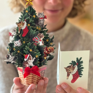 Mini Meowy Christmas Tree Freshcut Flower Card
