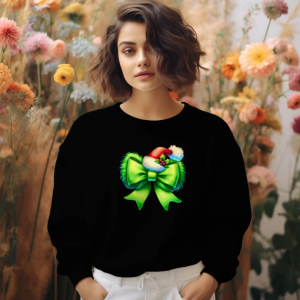 Grinch Bow Christmas Sweatshirt